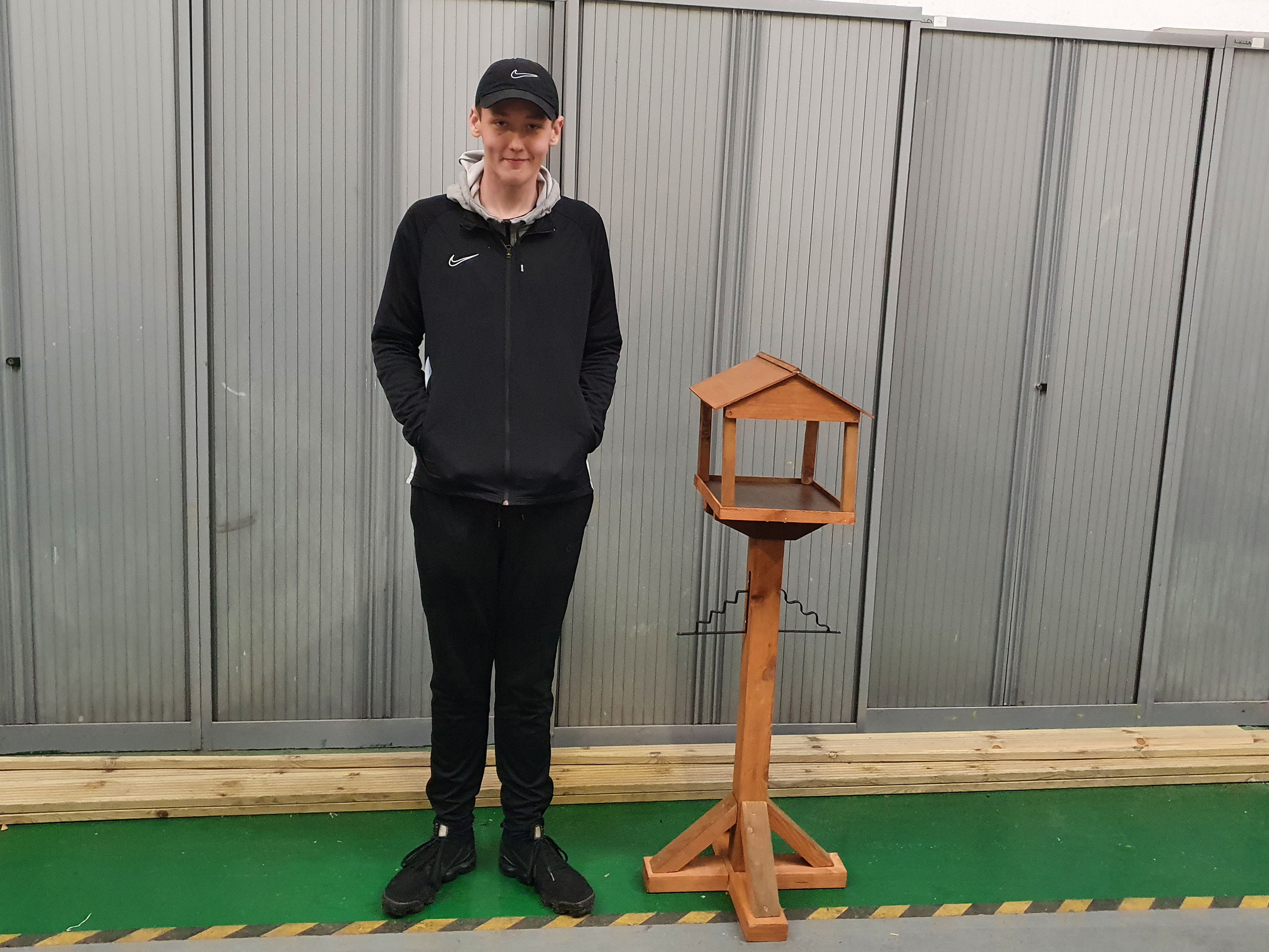Anthony with his bird table